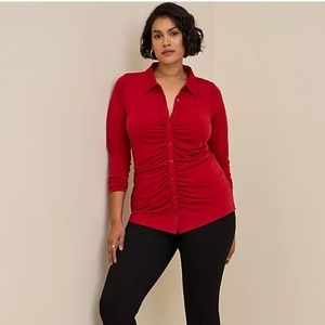 New Torrid RED Bottom Down Collared Shirt 2